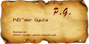 Póder Gyula névjegykártya